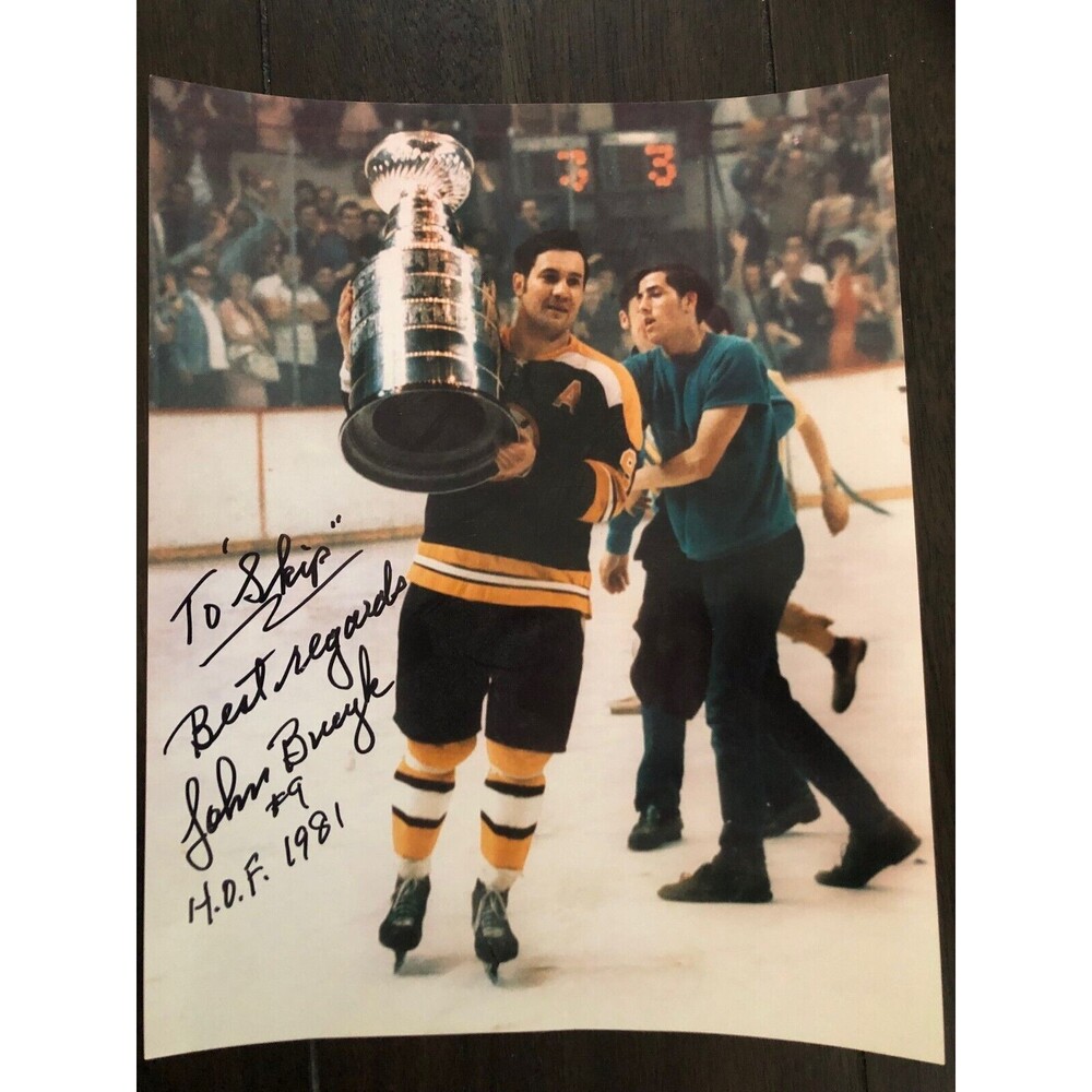 JOHNNY BUCYK #9 HOF signed 1970 STANLEY CUP Photo BOSTON BRUINS Inscribed "Skip"